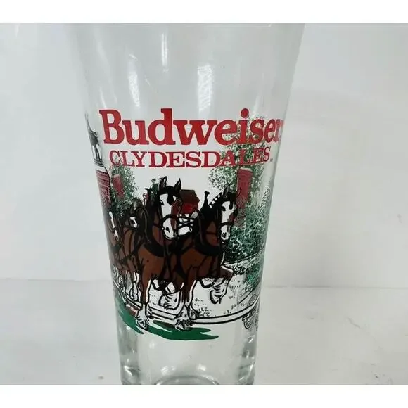 Set of 12 Vintage Budweiser Clydesdale 1991 Fluted Pilsner 12 Oz Beer Glass - Picture 3 of 3